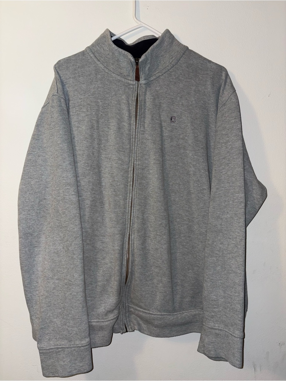 Lands' End Men's Light Gray Full-Zip Sweater (chase)